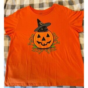 Halloween Shirt Jack O Lantern Pumpkin Top Size 3X (Bx 13)